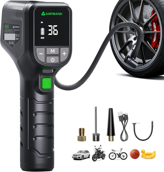 Portable Car Tire Inflator – 150PSI, LED Light, Works for Cars, Motorcycles, SUVs, Bicycles, and Sports Balls